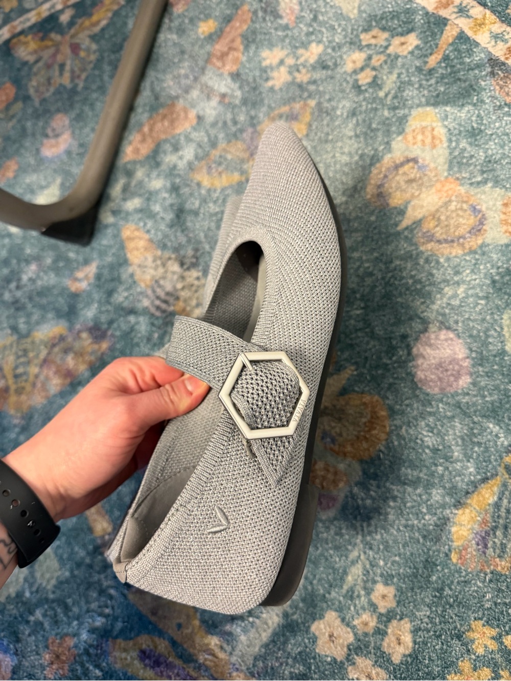 NWOT Grey Knit Mary Jane Flat with Buckle - Picture 10 of 15